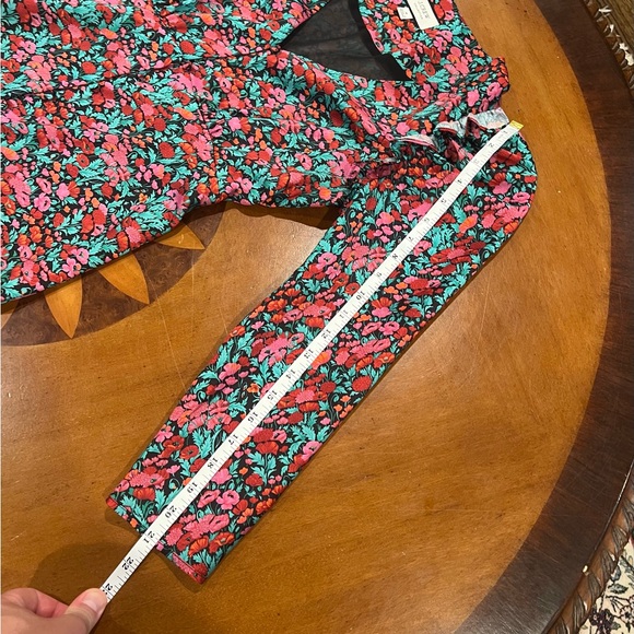 J.Crew Collection Drapey Puff Sleeve Dress Ratti Red Blooms Size 4 Maxi Sheath - Picture 16 of 16